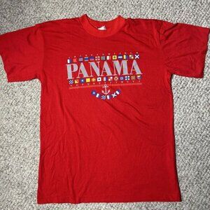 Vintage Destination T Shirt Men’s Large Panama Single Stitch Red